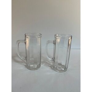 Vintage Set of Paul Sebastian Glass Beer Mugs Made in France Clear Paneled Heavy
